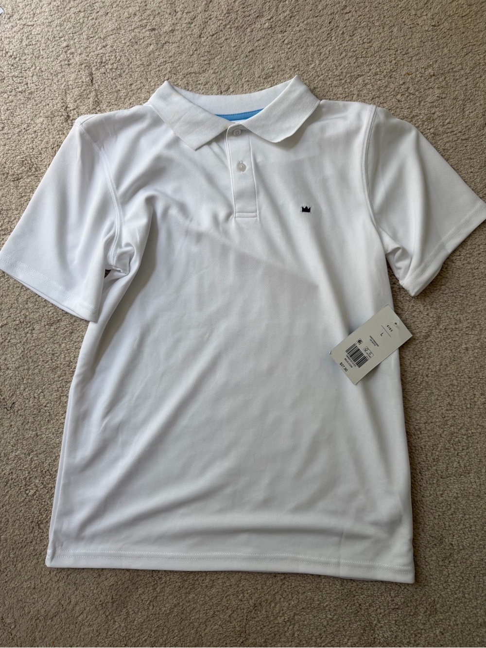crown & ivy White Kids Polo with Blue Trim